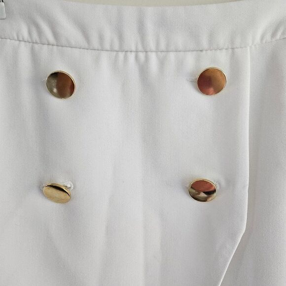 Zara White Pencil Skirt XS Gold Button - Picture 2 of 4